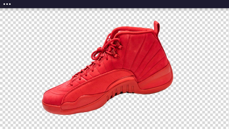 A red sneaker isolated on a transparent background using BeFunky’s background remover tool