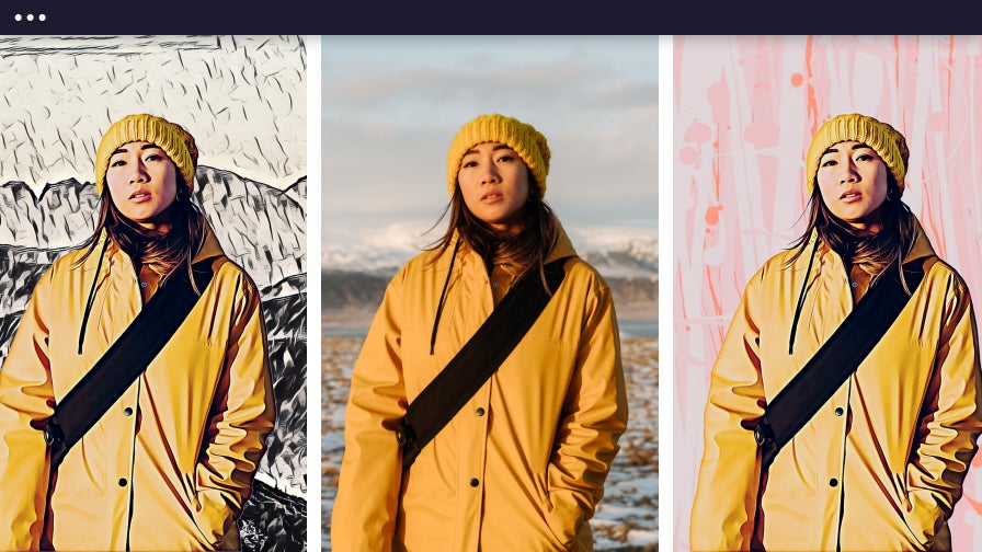 BeFunky’s remove background tool in use, displaying a person in a yellow jacket with a transparent background.