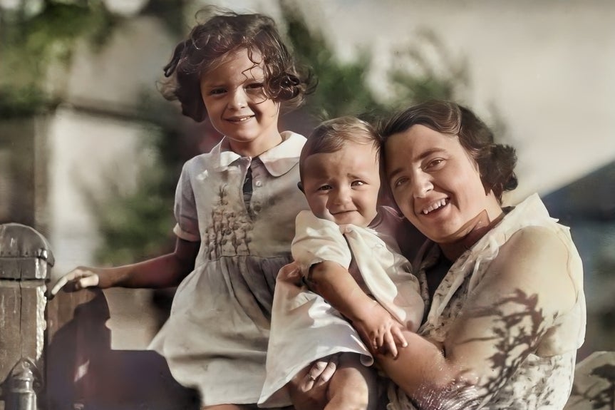 Restored and colorized version of black and white photo using photo restoration tool