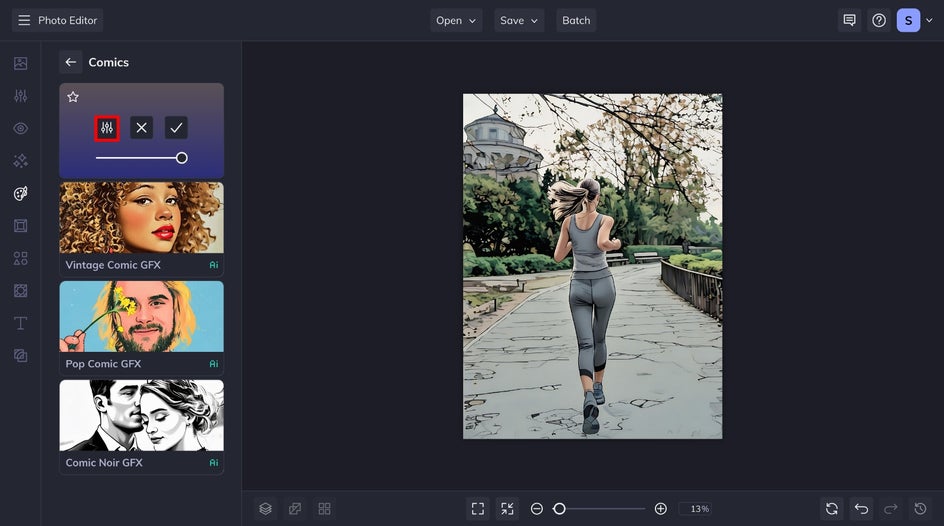 basic settings of graphic novel effect