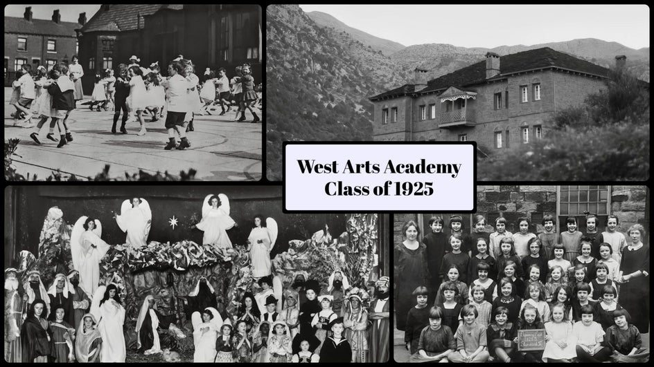A cleanly designed collage showcasing restored images from an academy