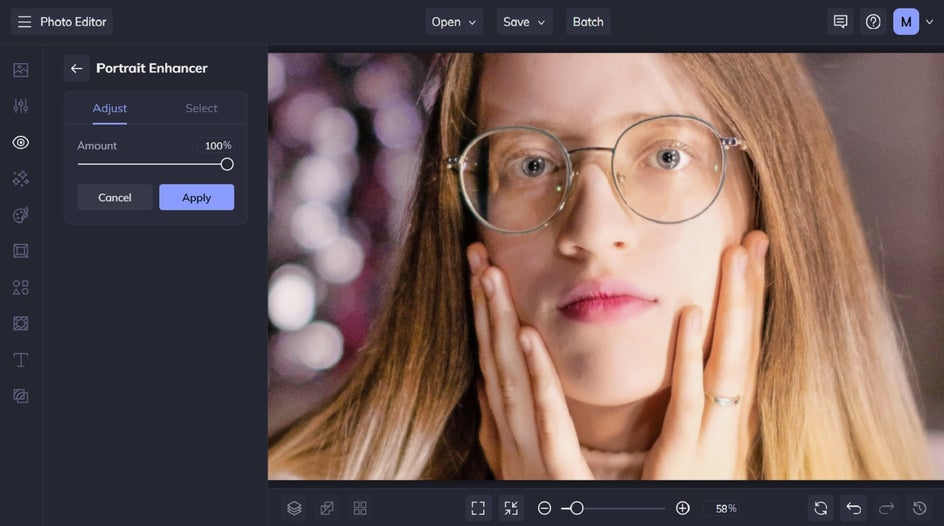 portrait enhancer with female portrait