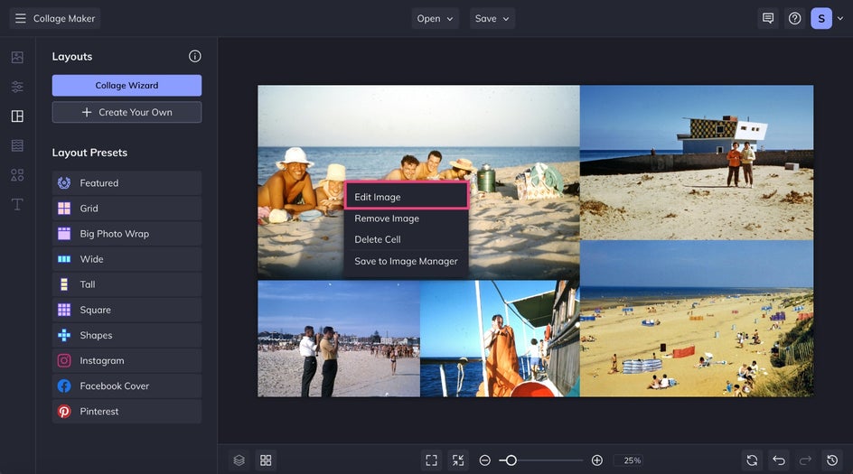 edit image button in collage maker