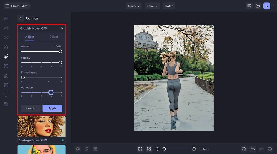 advanced graphic novel effect settings