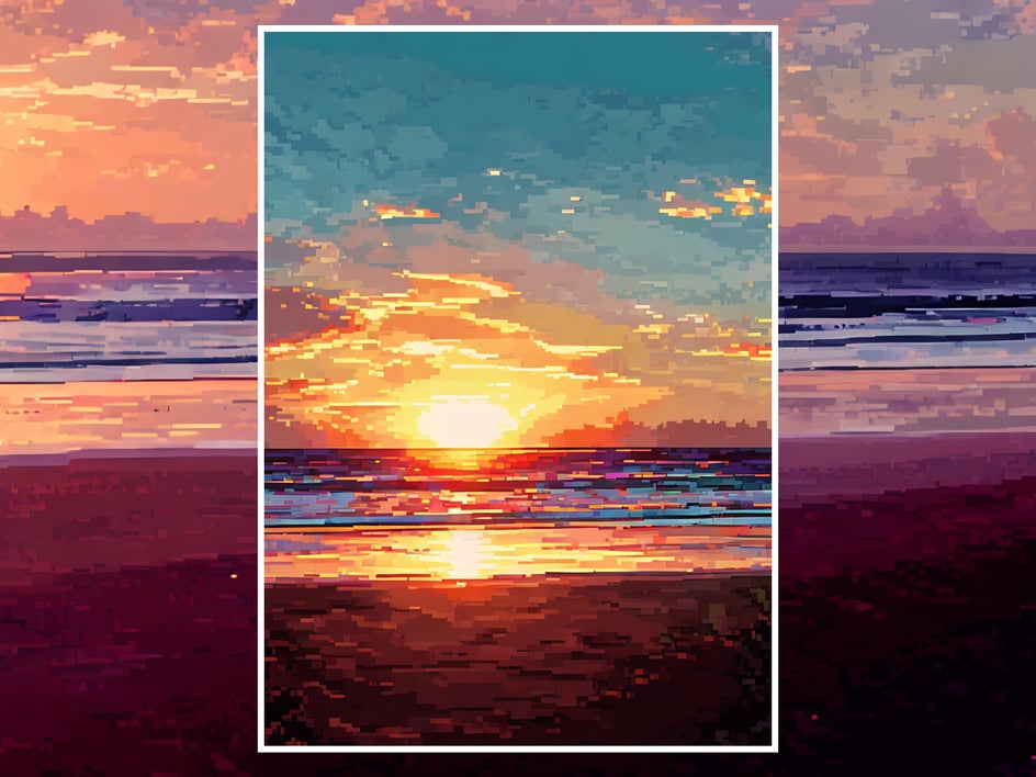 after: same photo with pixel art applied