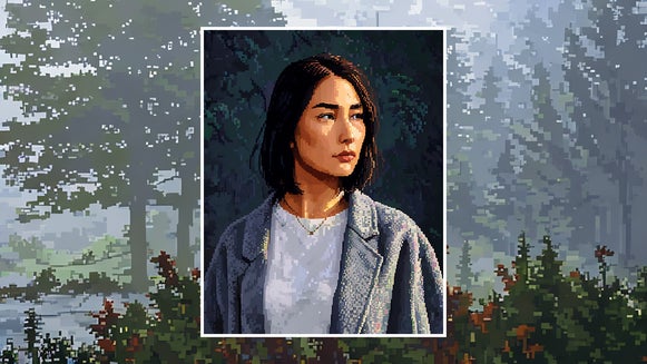 pixel art featured image: portrait of woman with grey tones