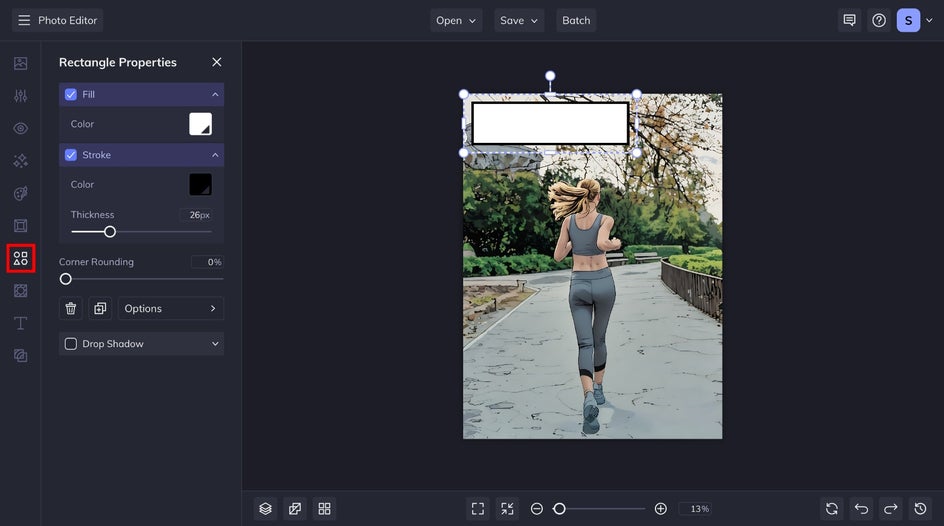 add text panels to comic panel of runner