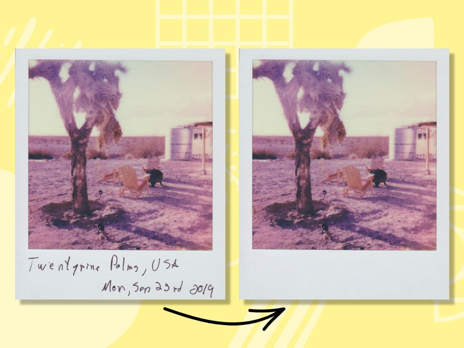 remove text from polaroid before and after