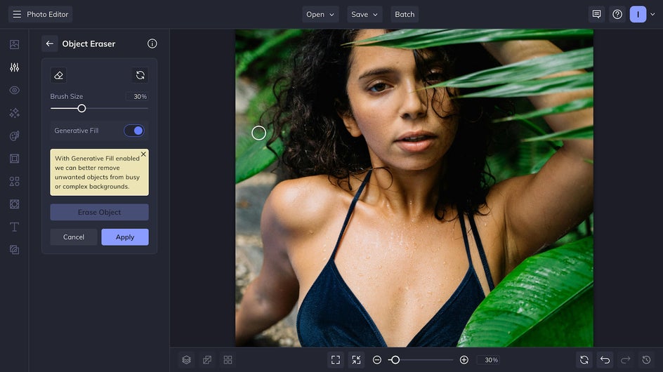 Edited portrait preview after object removal.