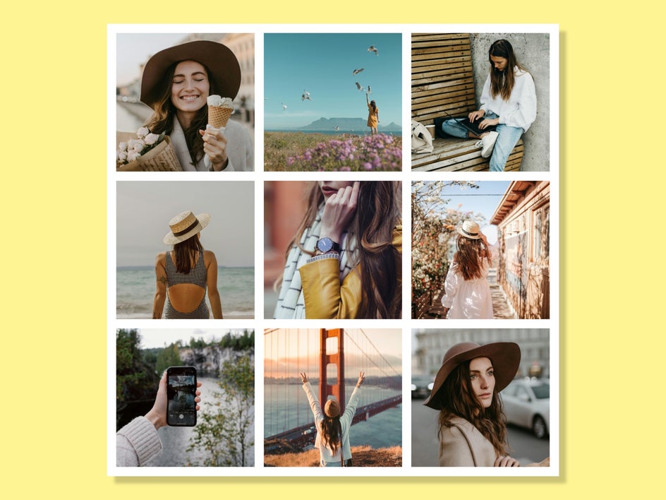 Before: collage of summertime photos on yellow background.