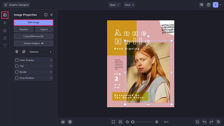 Access Touch Up tools from Graphic Designer