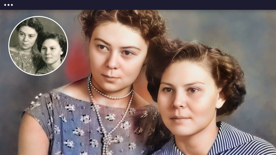 Side-by-side comparison showing results from BeFunky’s photo restoration tool