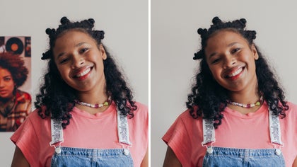 Portrait retouched to remove unwanted objects like blemishes and background noise