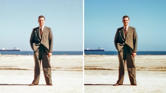 Old photo colorized and brightened using photo restoration to revive faded tones