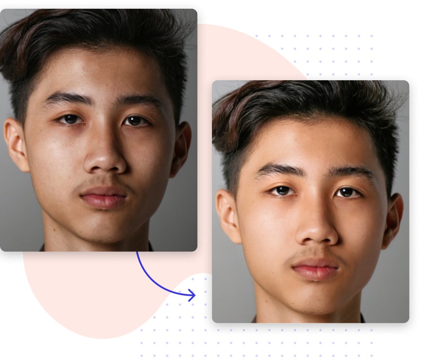 Solo portrait transformed with AI portrait enhancer for smoother skin and sharper eyes