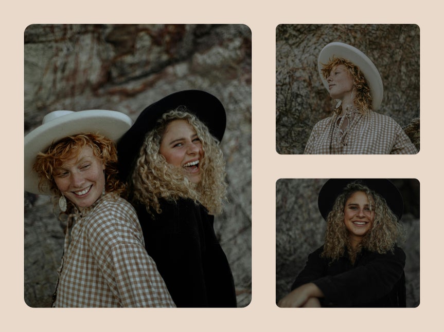 Group photo collage before using AI portrait enhancer for clarity and brightness